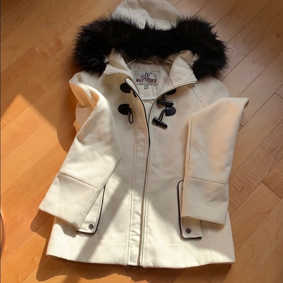 White and Black Pea Coat - Picture 1 of 4